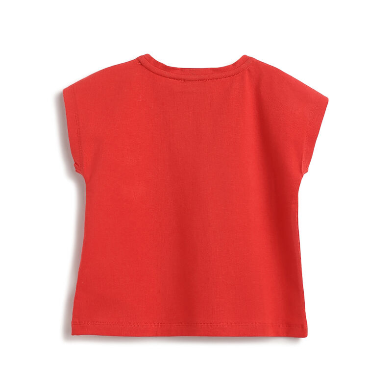 Girls Medium Red Printed Short Sleeve T-Shirt image number 1